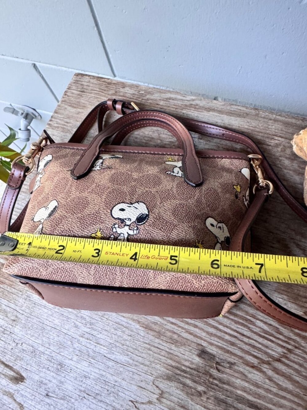 Coach Peanuts Snoopy Woodstock Mini Satchel Crossbody Signature Canvas Bag - Picture 11 of 13